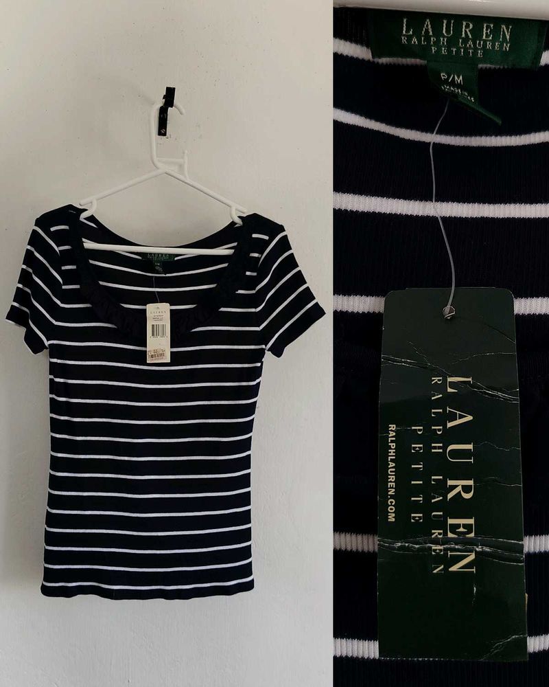 Ralph Lauren dark Navy Stripe Nautical Ruffle