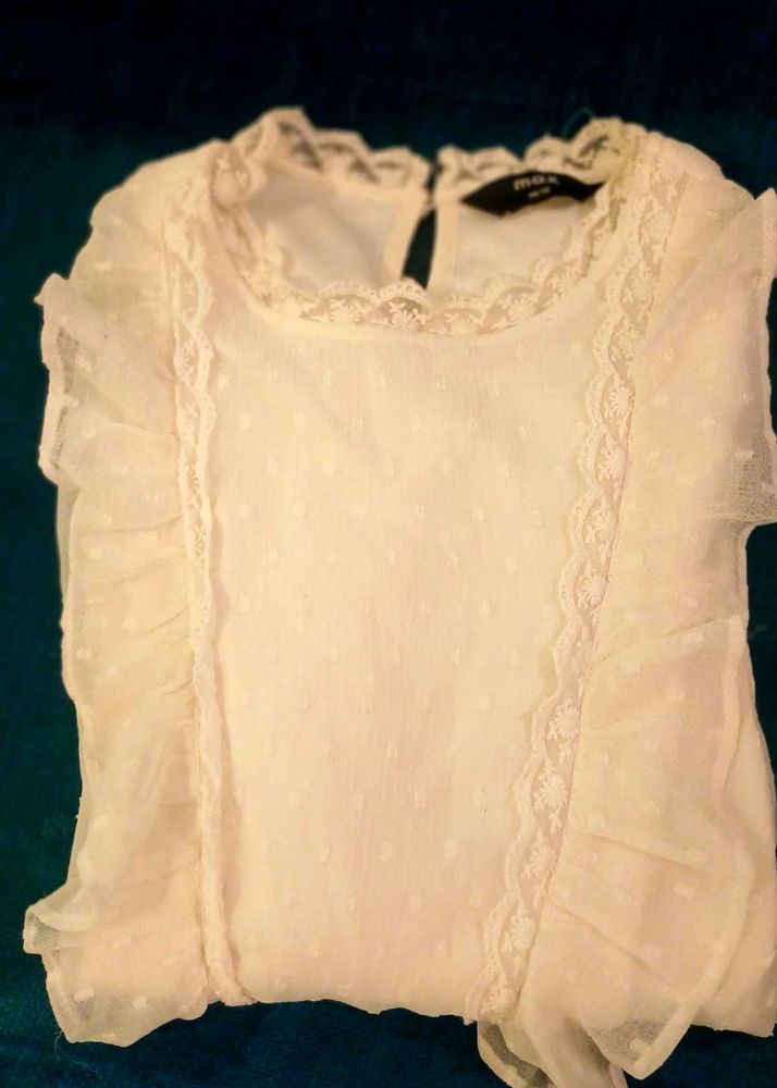Lace Trimmed Chiffon Blouse