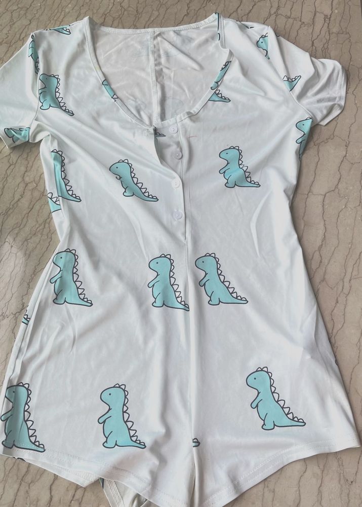Cute Comfy Dino Night Romper