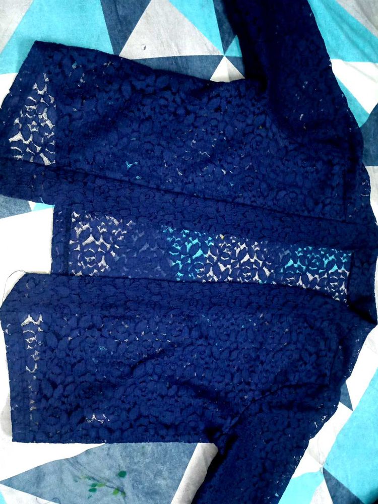 Navy Blue Lace Cardigan