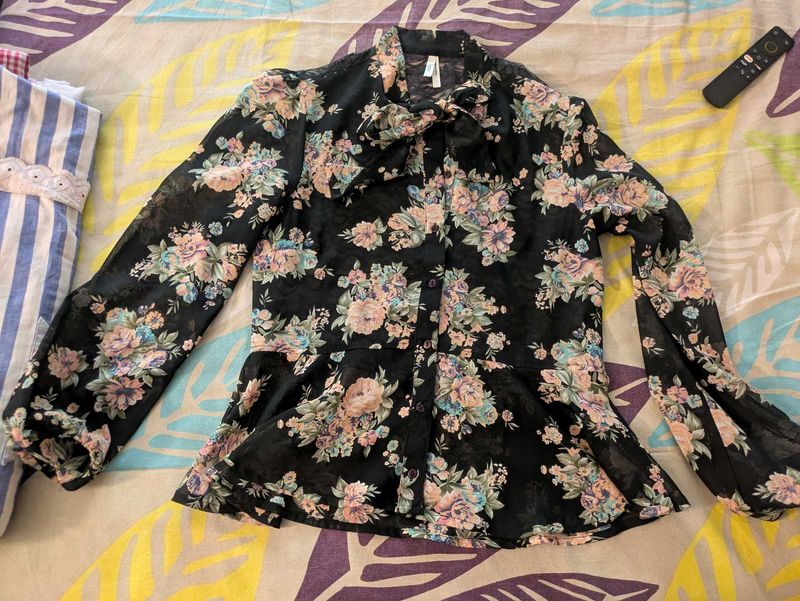 Floral Bow Tie Top