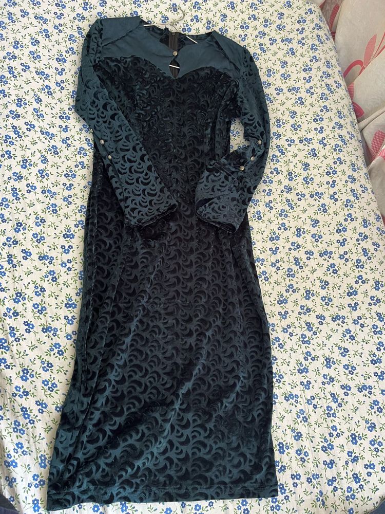 Green velvet dress