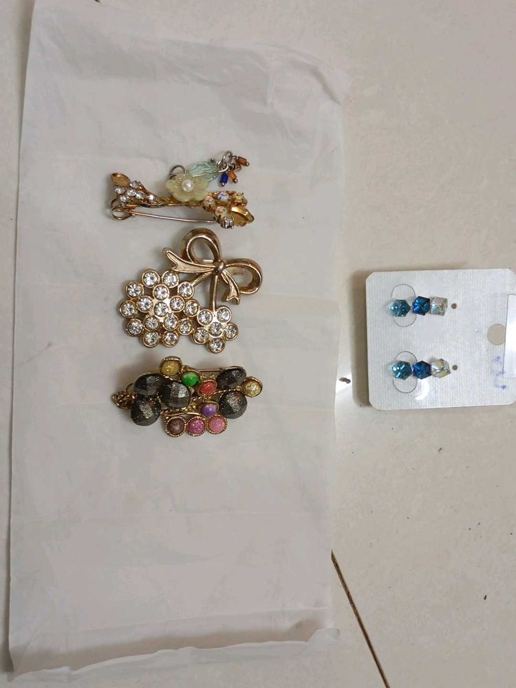 Beautiful Studs And Saree Pings Combo