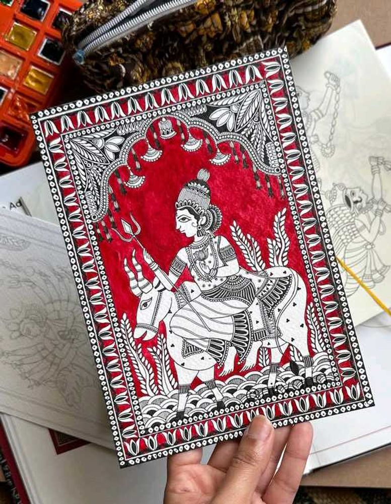 Indian Folk Art - Red And Black Theme