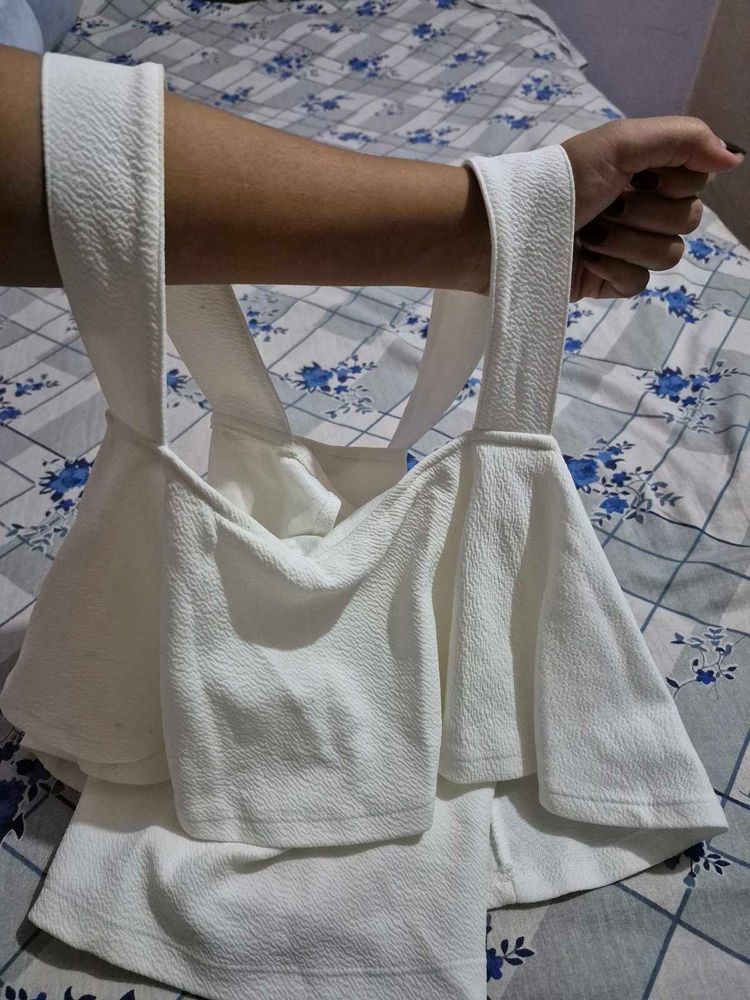 White Ruffle Crop Top