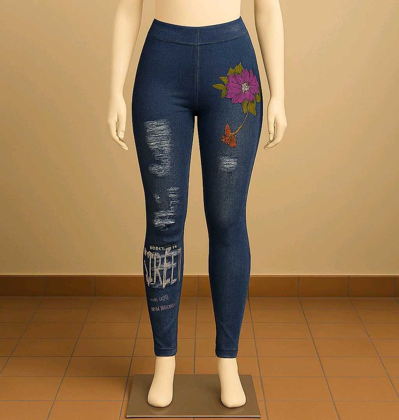 🎋Donation Distressed Graphic Print Tight