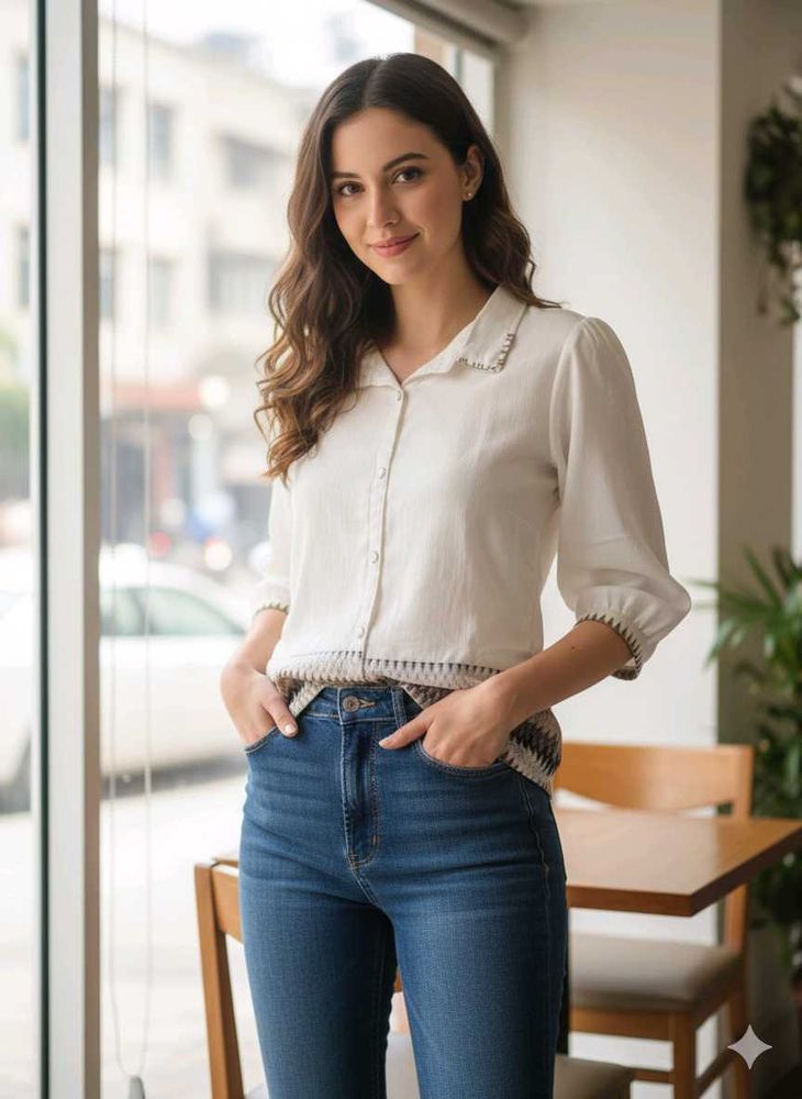 Elegant White Button-Down Top
