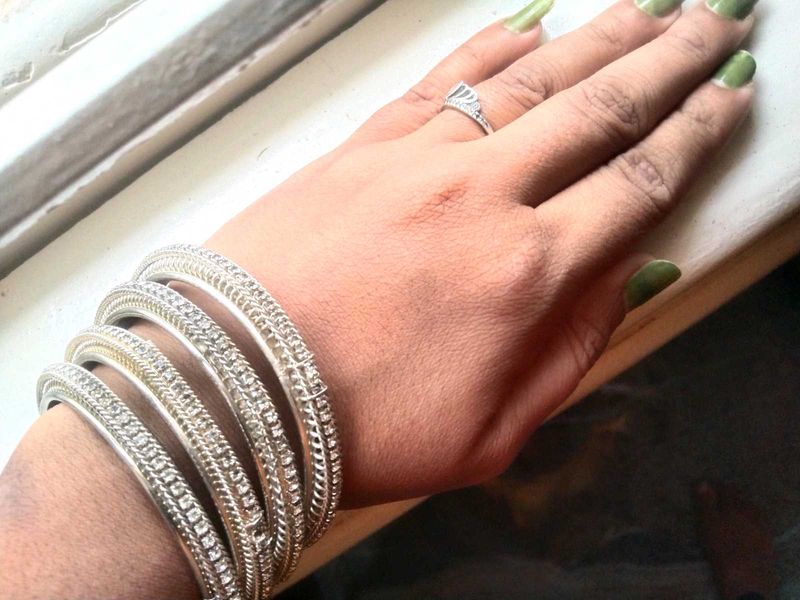 White Full Stone Bangles Giving Diu To Size Issue