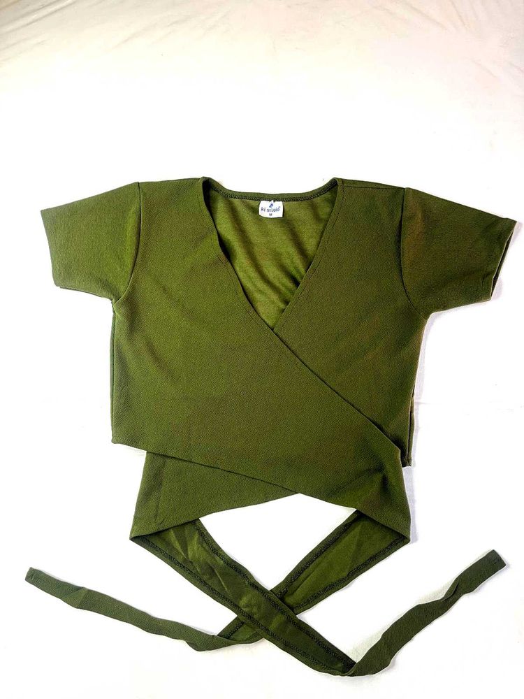 Olive Green Wrap Top