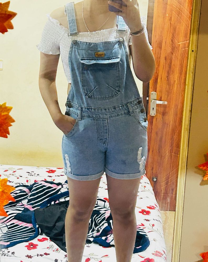 Cute Denim Dungaree Shorts