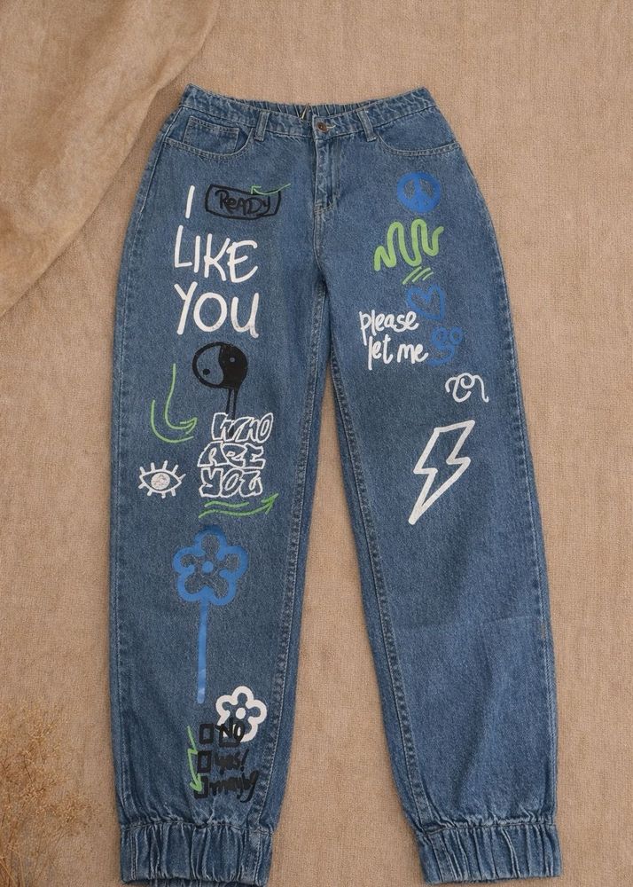 Unique Graffiti Art Denim Jeans