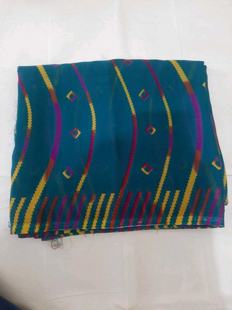 77)New Green Printed Saree