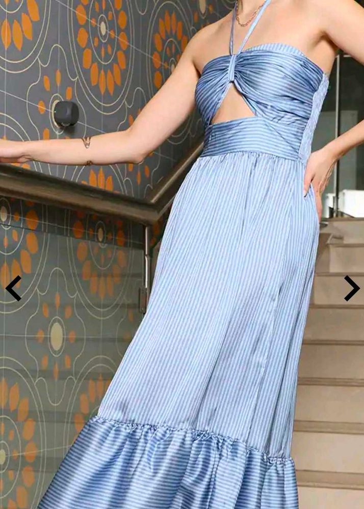 Striped Cutout Maxi Dress