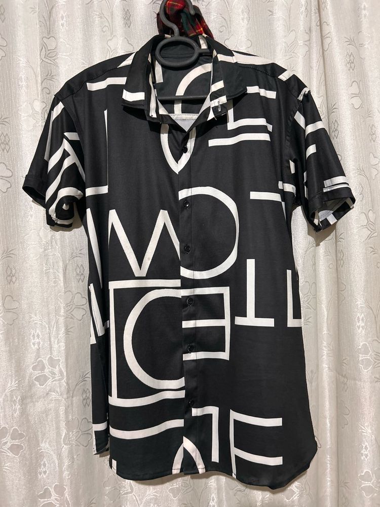 Abstract Print Short Sleeve Shirt🖤🤍