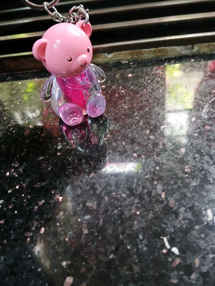 Cute Pink Teddy Bear Keychain