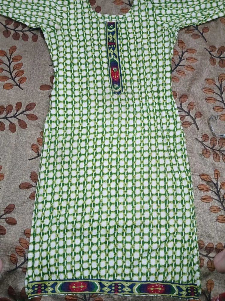 Green Checked Kurta