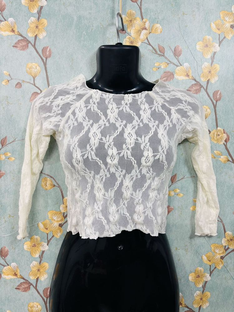 Lace Long Sleeve Crop Top