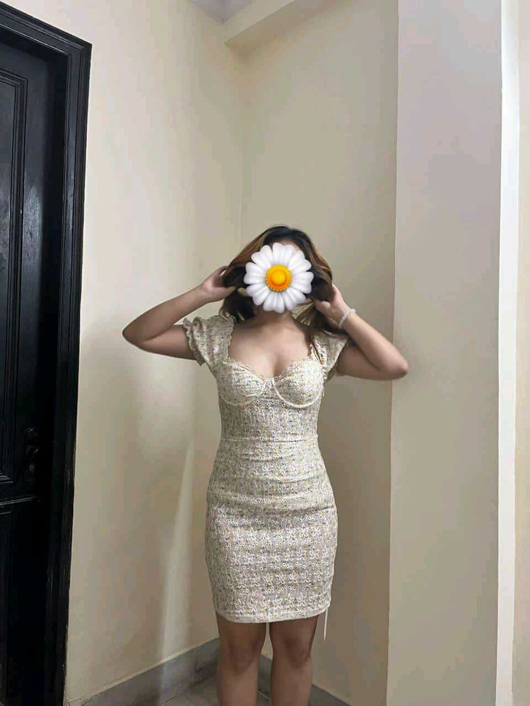Urbanic Crochet Embroidery Bodycon Dress