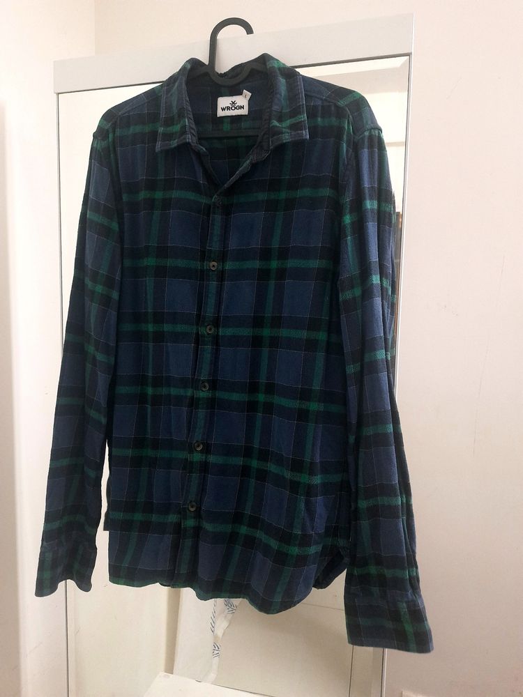 Wrogn Men Checked Green Shirt