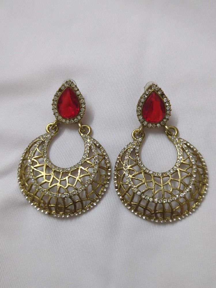 Elegant Red &amp; Gold Earrings