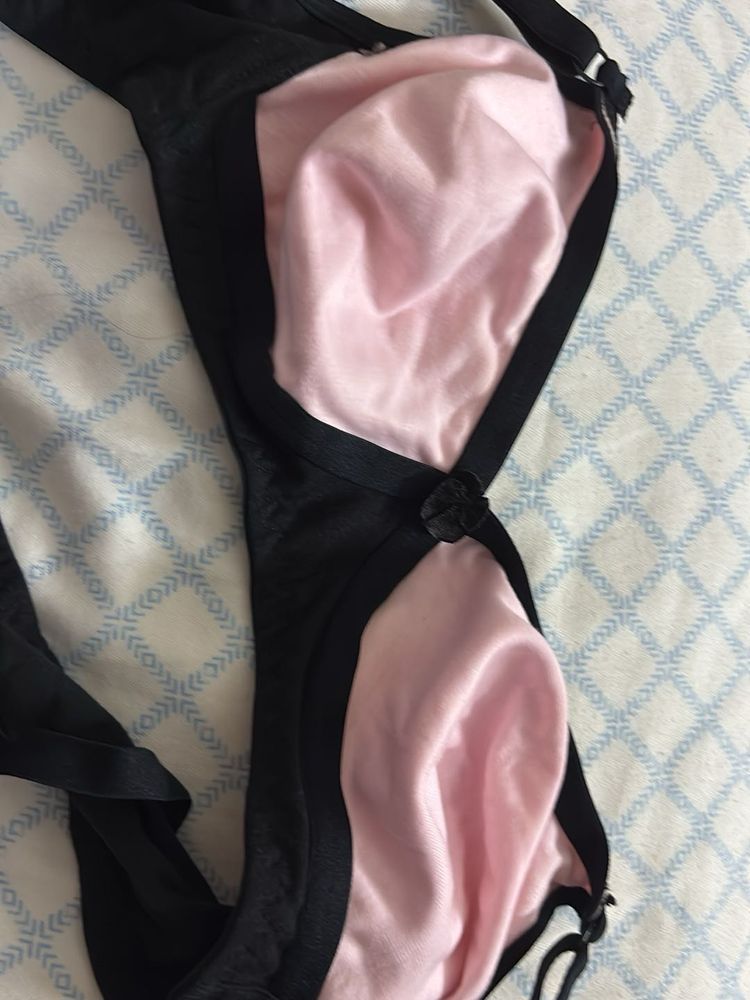 Vintage Pink &amp; Black Bra