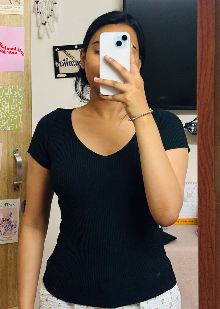 Ribbed V-Neck Top