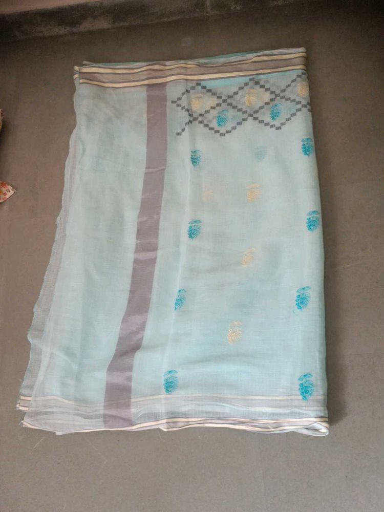 Light Blue Cotton Saree
