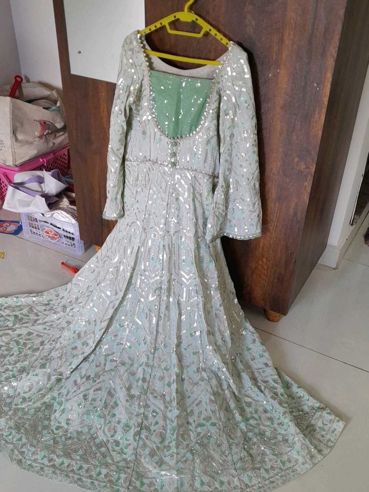 pastel green with multi sequin