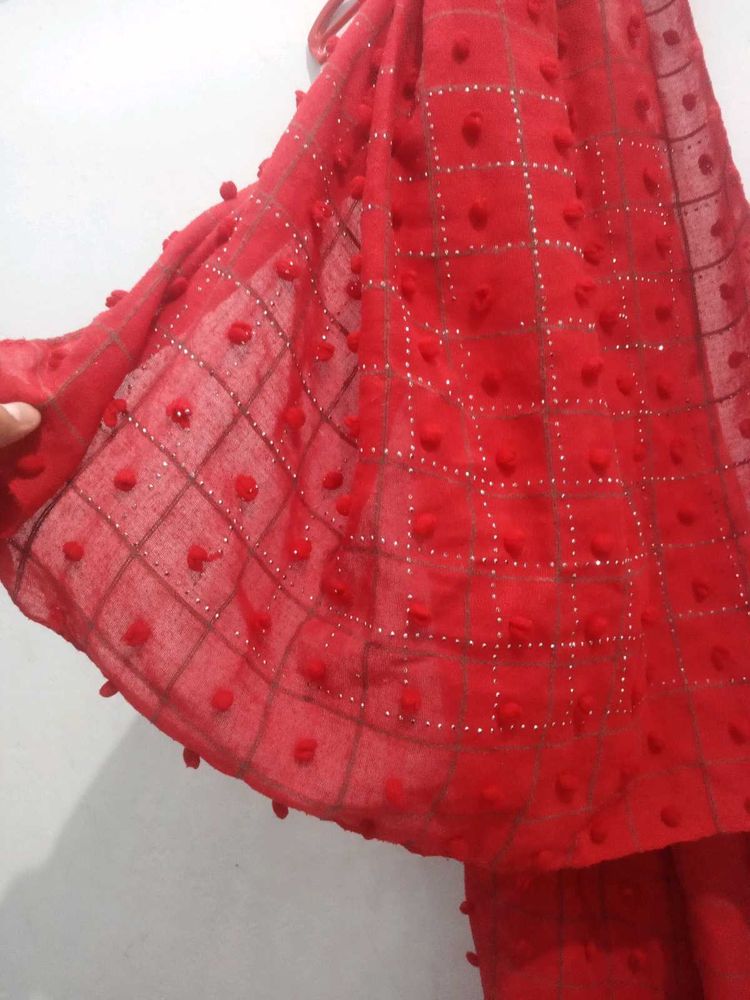 Red Pom Scarf