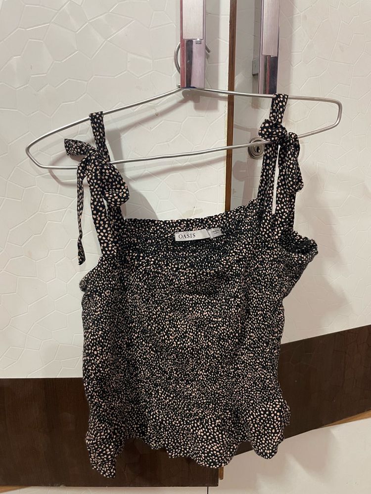 Cute bow Polka Dot Tie Strap Top