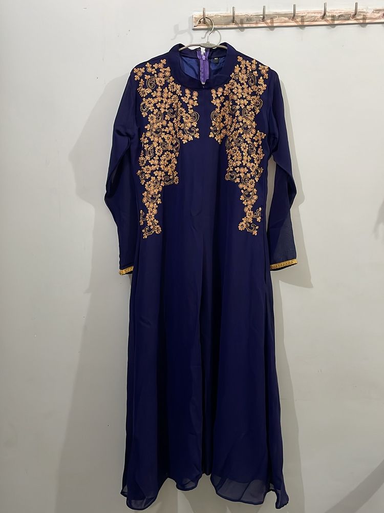 Royal Blue Party Wear Embroidered Kurta Gown