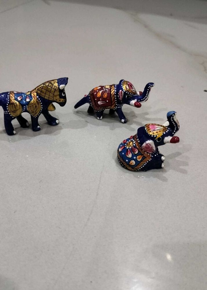 Combo of Meenakari Painted Animal Figurines