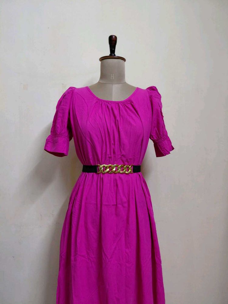 Fushsia Pink Midi Dress