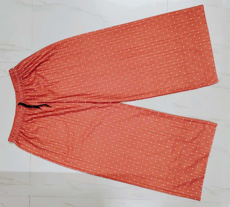 Coral Polka Dot Wide Leg Pants