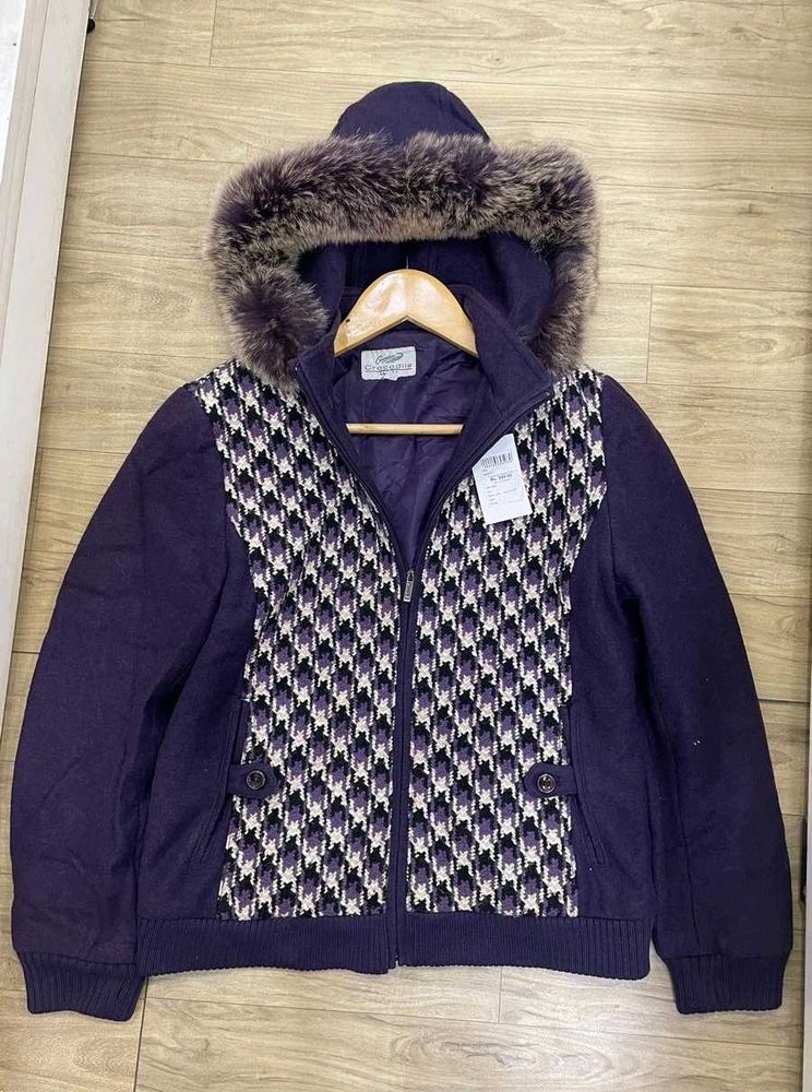 Voilet Fur Hooded Jacket