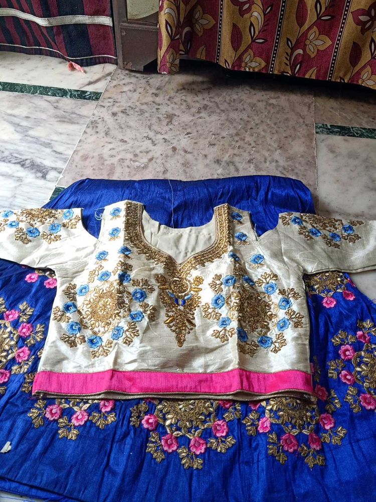 Blue Embroidered Lehenga Choli Set