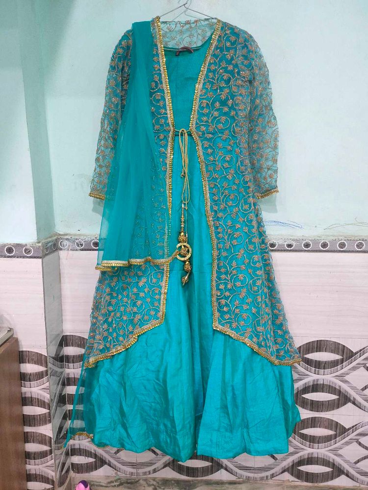 Teal Embroidered Kurta Set