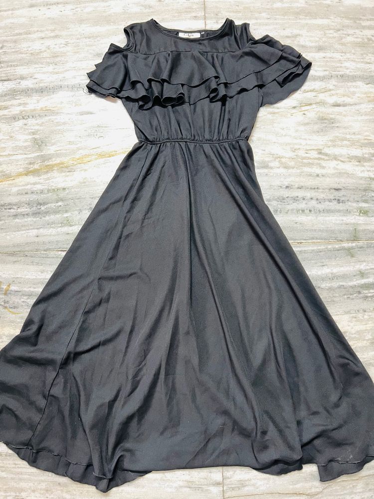 Black Ruffle Maxi Dress