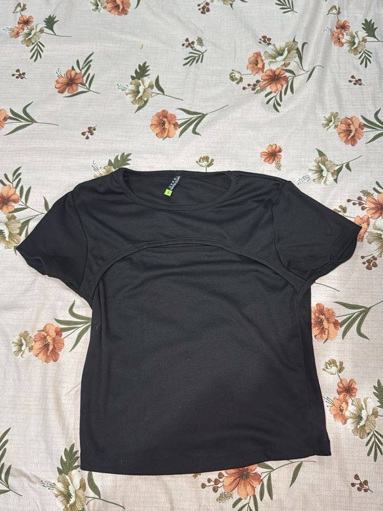 Black Cut Out T-Shirt