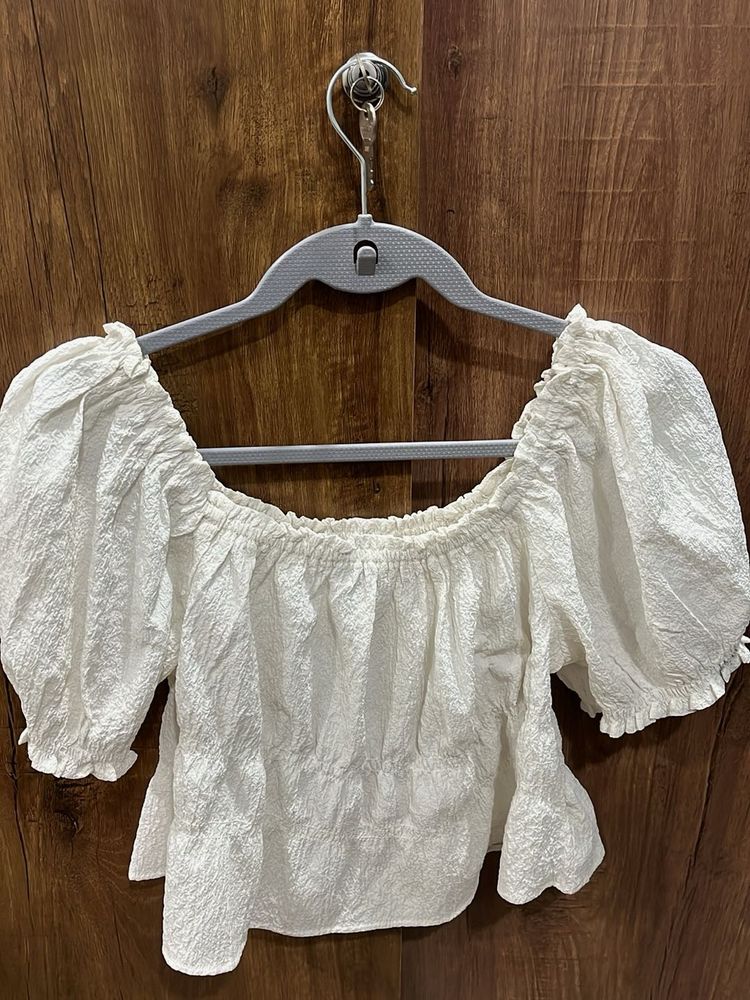 White Puff Sleeve Top