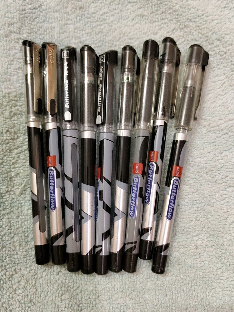 9 Cello Butterflow Pens (Without Refill)