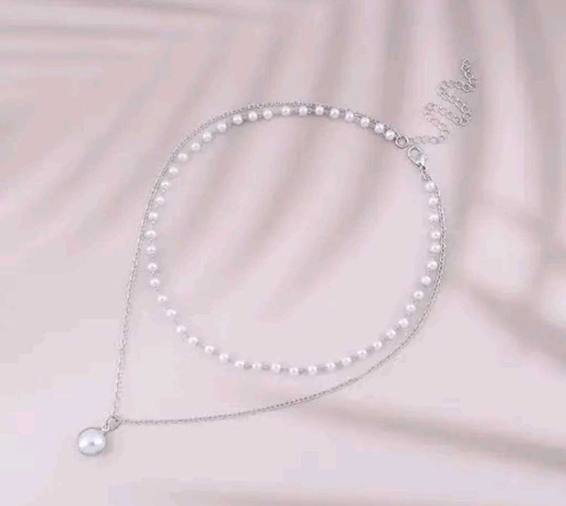 Pearl &amp; Silver Layered Necklace