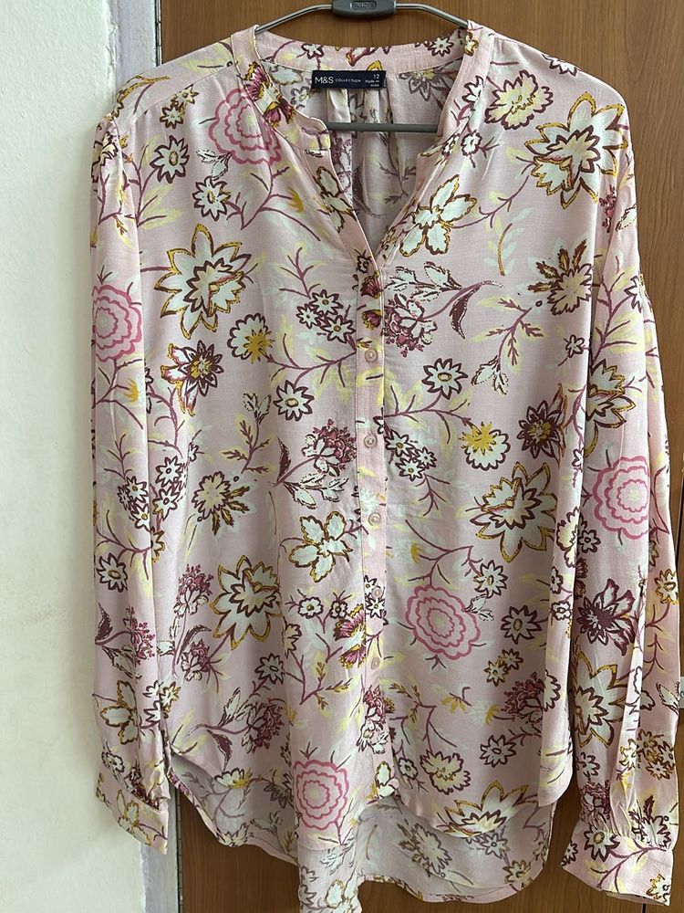 Marks &amp; Spencer Printed Pink Shirt