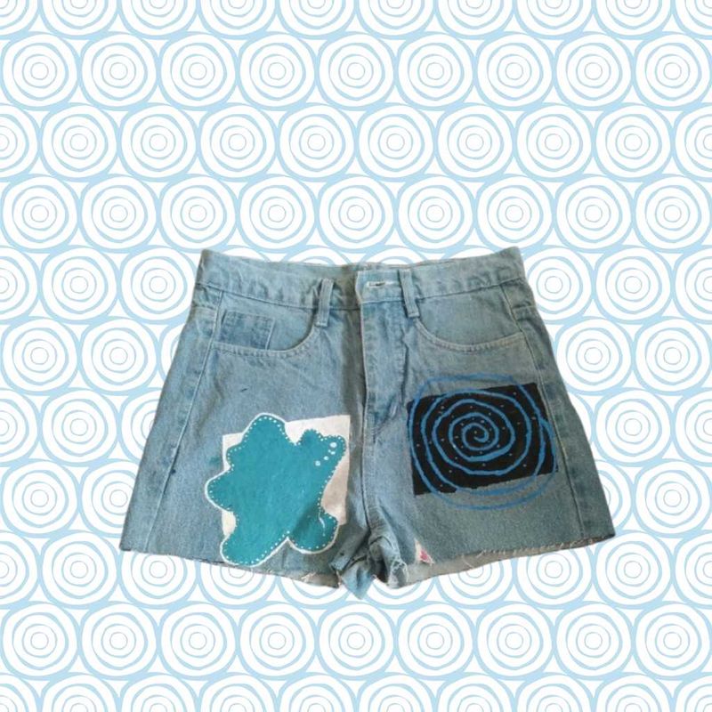Denim Shorts With Arts