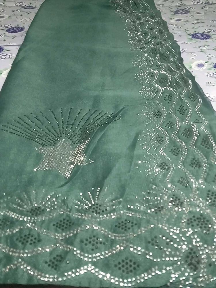 Green Embellished Saree