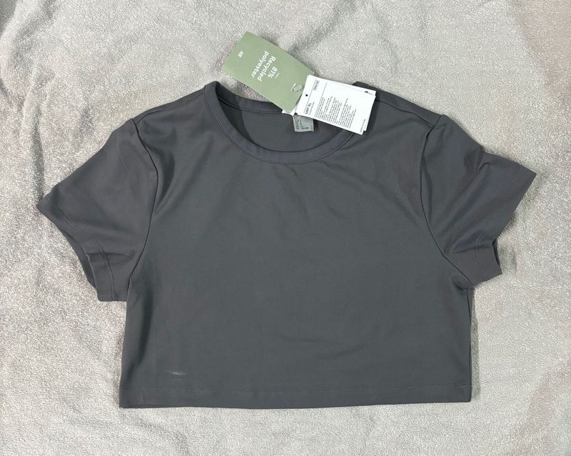 H&amp;M Cropped Fitted Jersey Top