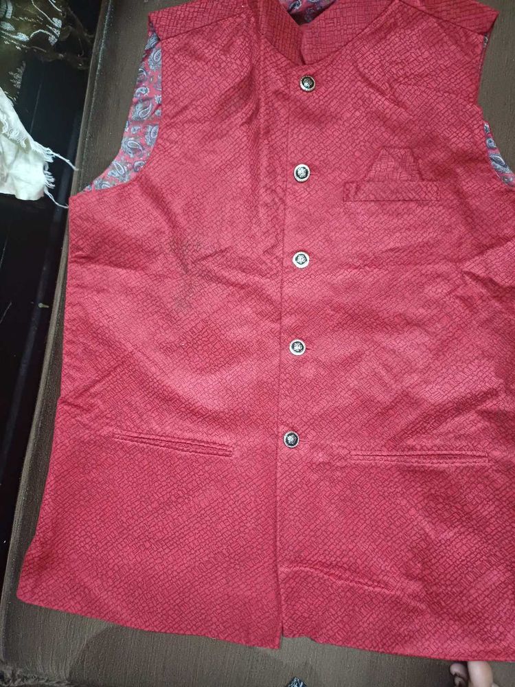 Elegant Red Ethnic Jacket