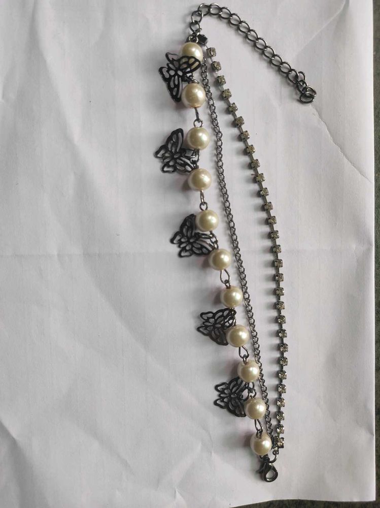 Butterfly &amp; Pearl Bracelet