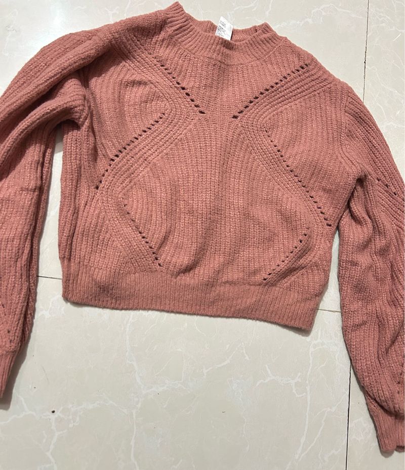 crop Cute Pink Knit Sweater
