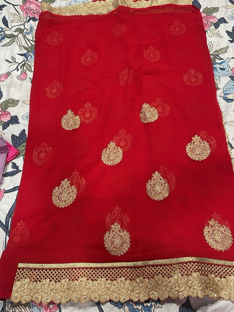 Red Embroidered Dupatta